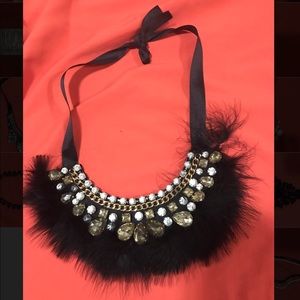Beautiful statement tie feather necklace